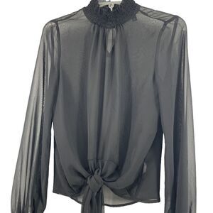 Express Sheer High Neck Top Womens XS Black Whimsigoth Fairy‎ Witchy Romantic